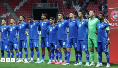 The Israel team before the game against Italy