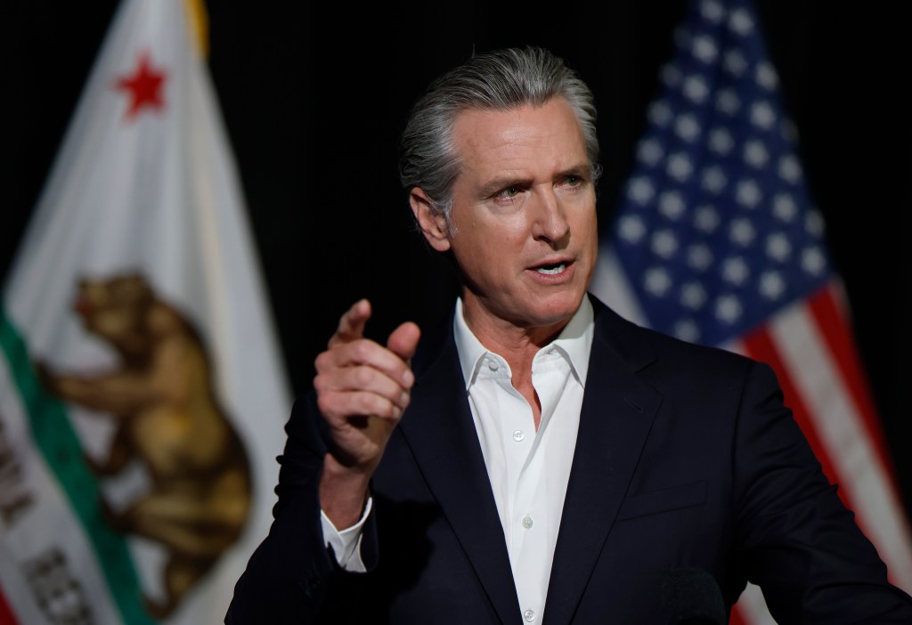 California Governor Gavin Newsom speaking at a California Economic Summit.