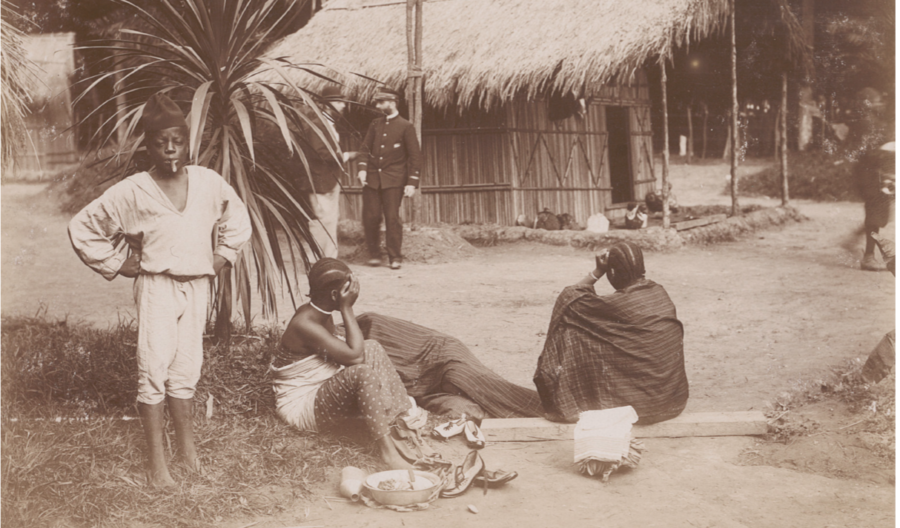 een van de ‘dorpen’ in de menselijke zoo van tervuren in 1897