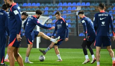 Croatian players during practice ahead of FIFA World Cup Qualifier