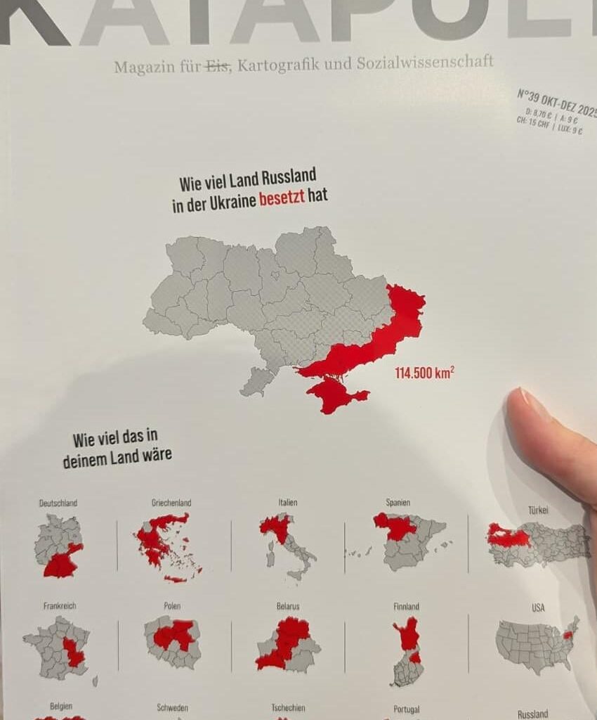A German magazine that shows how much land Russia has occupied