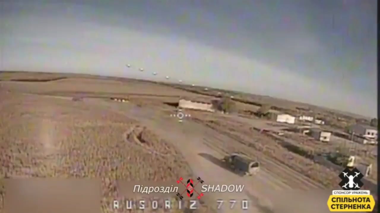 Ukrainian drone Strikes Russian logistical truck