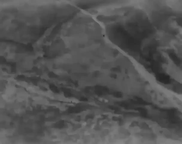 A moving Afghan Taliban T62 was destroyed by two Pakistani soldiers with an RPG-7 from close range and captured by thermal footage, near Kurram Agency, 14/10/2025