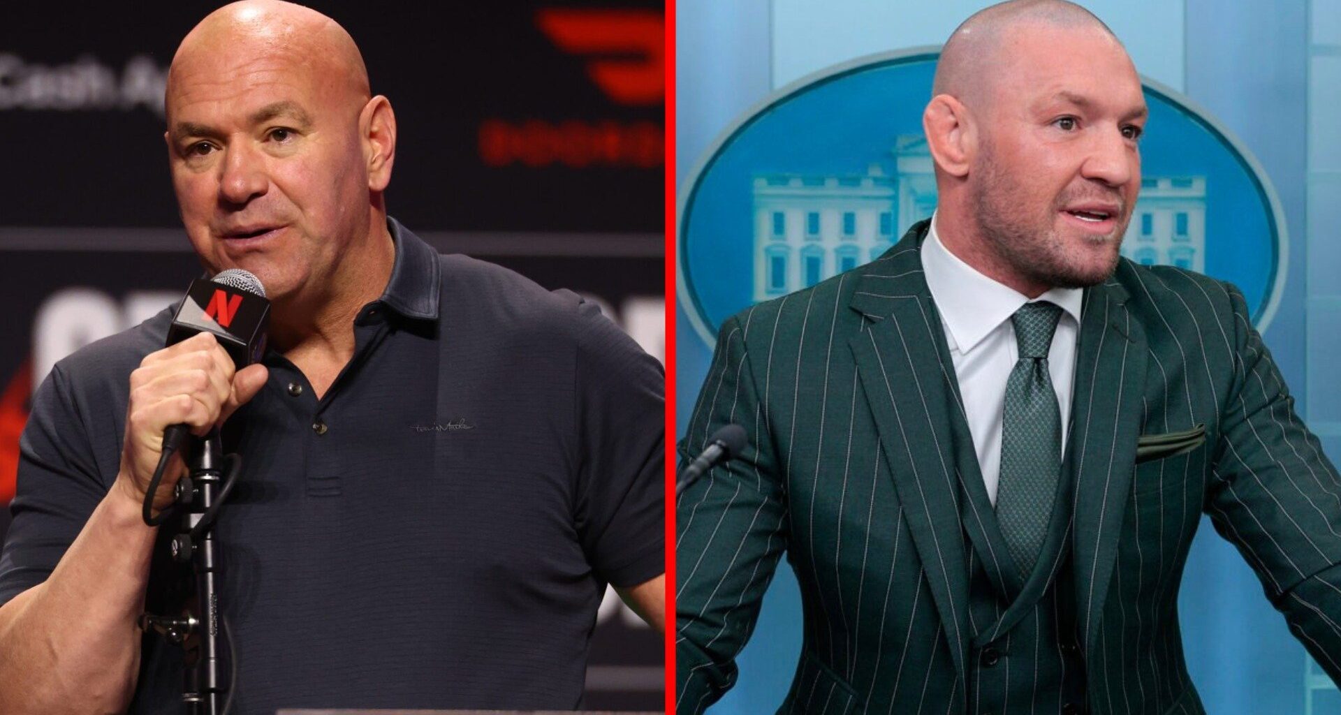 Dana White speaks at a boxing press conference, Conor McGregor speaks at the White House