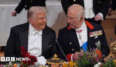 Donald Trump and King Charles during a UK visit
