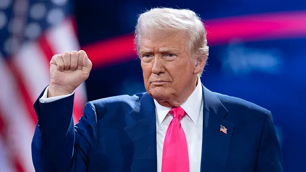 Donald Trump with his fist up