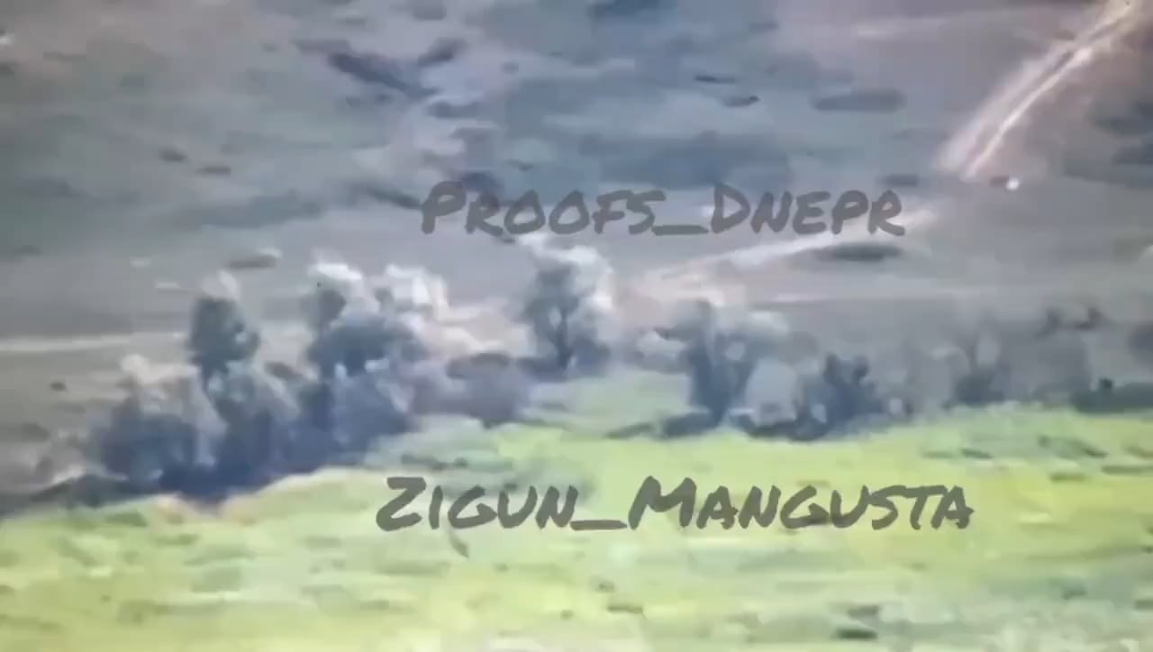 Russians on scooters hit a mine and then retreat, only to be shot by the next group of russian infantry for retreating.