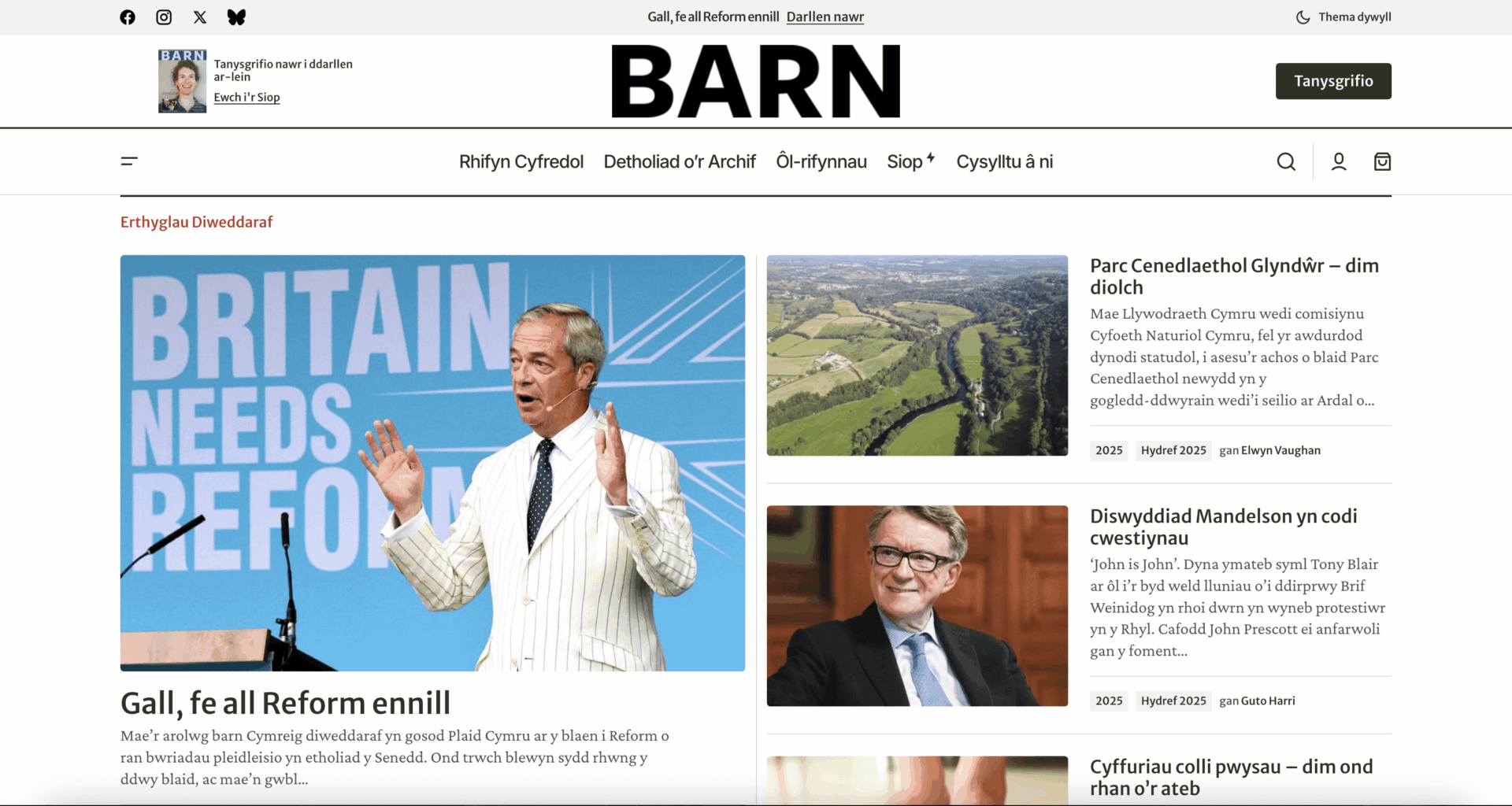 Welsh-language magazine 'Barn' has launched a brand new website - recommend reading if you like current affairs
