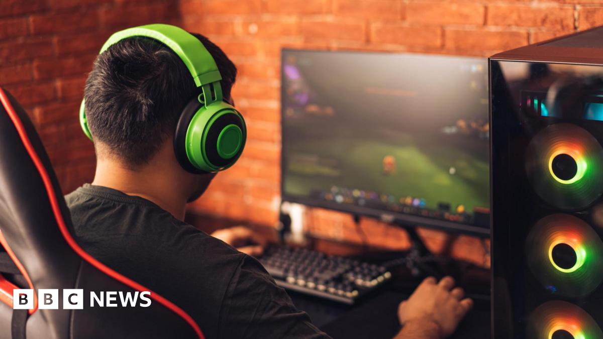 A man playing a computer game