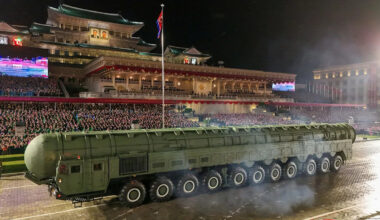 North Korea displays long-range missile at parade