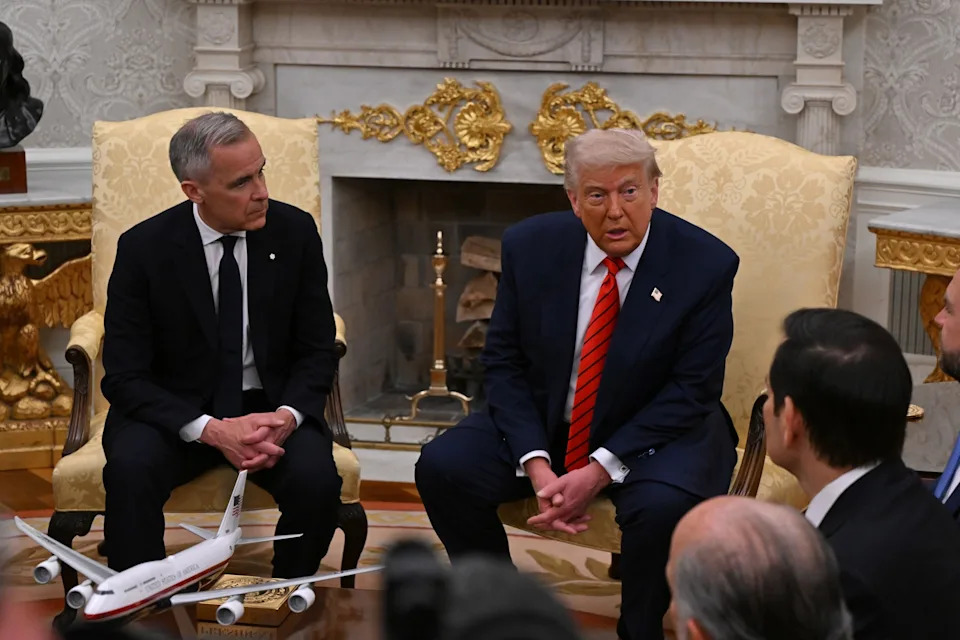Ricky Carioti/The Washington Post via Getty Images - PHOTO: Donald Trump participates in a bilateral meeting with Prime Minister of Canada Mark Carney at The White House on May 6, 2025 in Washington, D.C.