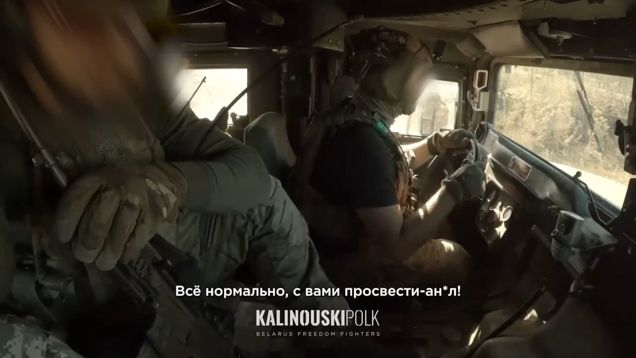Ukrainian POV of the Humvee belonging to the Kastuś Kalinoŭski Regiment is hit by Russian kamikaze drones. Fall 2025 near Zaporizhzhia City