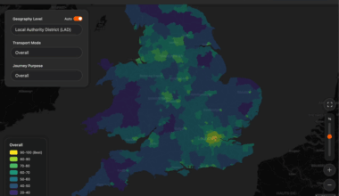 [OC] I made this visualiser for a new national connectivity metric that the UK Department for Transport just released