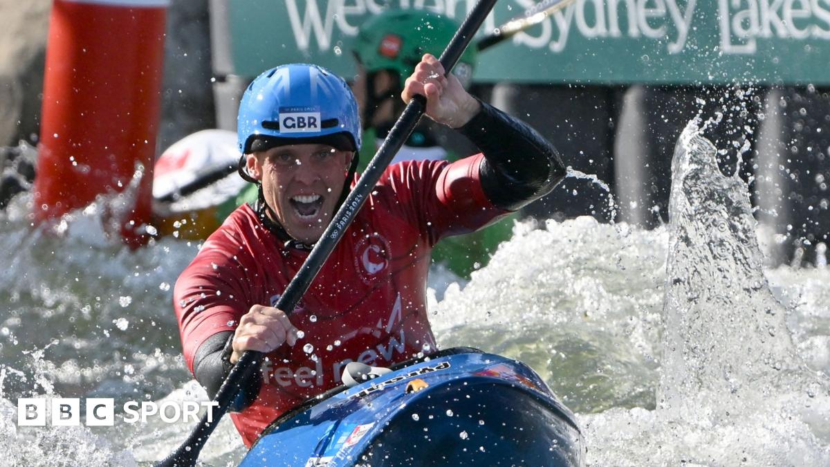 Great Britain's Joe Clarke wins a fourth consecutive kayak cross world title in Sydney, Australia