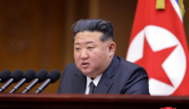 North Korean leader Kim Jong Un speaks during a meeting of the Supreme People's Assembly at the Mansudae Assembly Hall in Pyongyang, North Korea, in this picture released September 22, 2025 by North Korea's official Korean Central News Agency.    KCNA via REUTERS