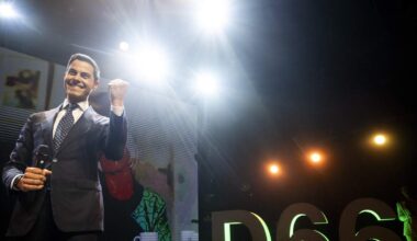 D66-leider Rob Jetten reageert op de exitpoll.