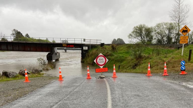 Flooding has closed some roads, as pictured by Grey District Council.