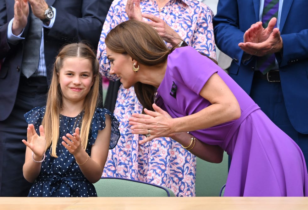 london, england july 14: princess charlotte of wales and catherine, princess of wales court side of centre court during the mens final on day fourteen of the wimbledon tennis championships at the all england lawn tennis and croquet club on july 14, 2024 in london, england. (photo by karwai tang/wireimage)