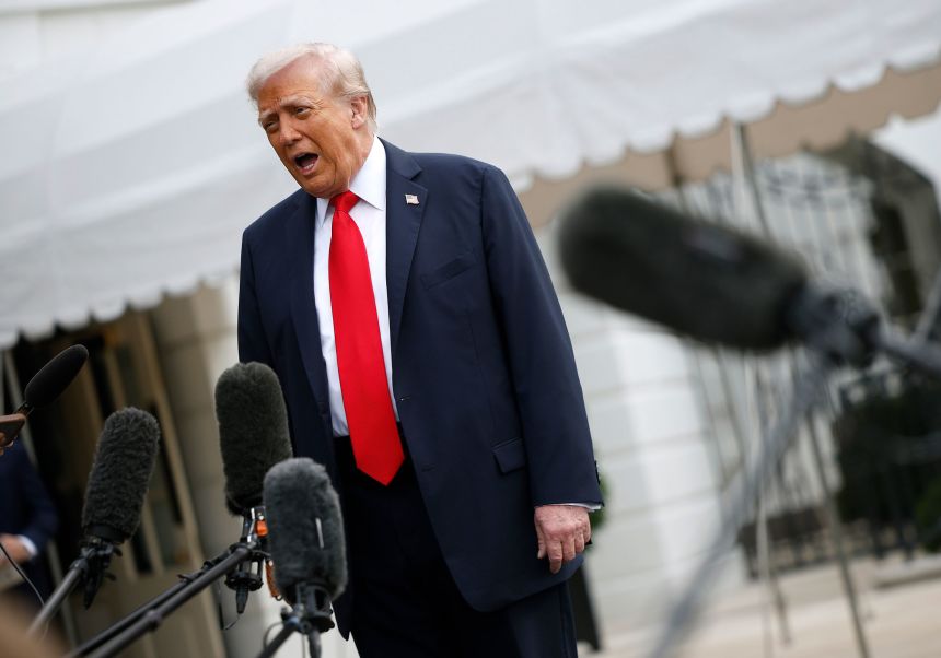 President Donald Trump speaks to members of the media on September 16.