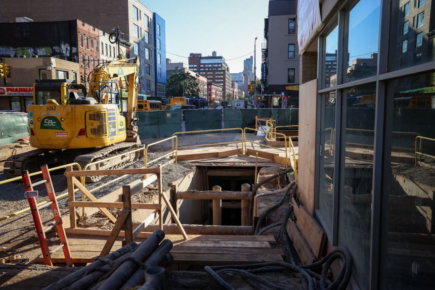 A construction site for the Second Avenue Subway extension in New York, on October 3, 2025, after the White House is said it would halt $18 billion in New York infrastructure funding.