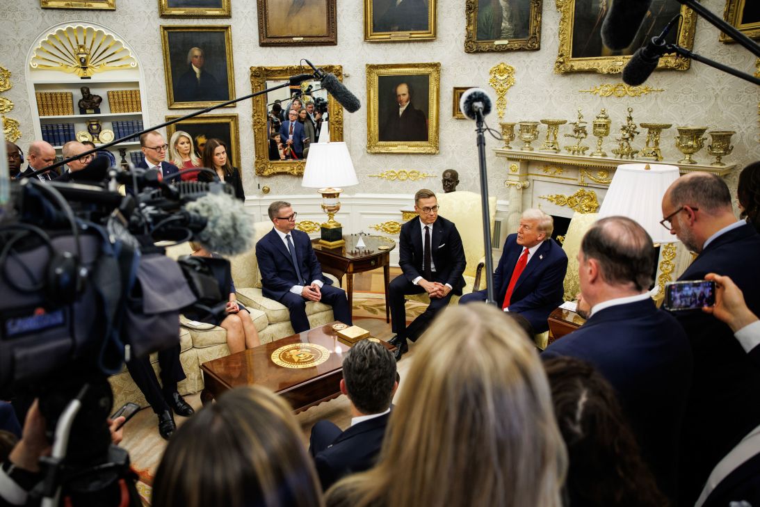 President Donald Trump speaks during a meeting in the Oval Office on Thursday.