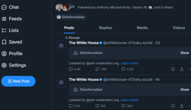 Bluesky marking all White House skeets as disinformation.