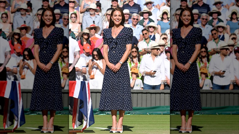 Catherine, Duchess of Cambridge attends the Men's Singles Final at All England Lawn Tennis and Croquet Club on July 10, 2022