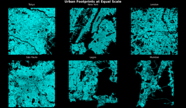 [OC] The road networks of the world’s biggest cities — each drawn at the same scale