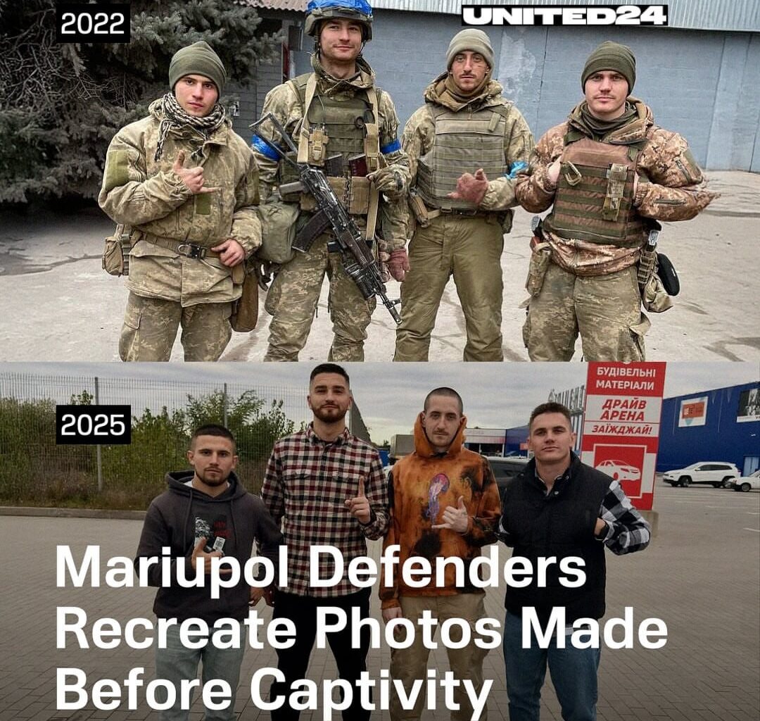 Each person in these photos has been through a difficult journey. It took 3.5 years to bring these defender back from russian captivity