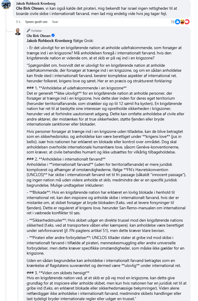 Ole Birk Olesen bruger en ai chatbot til at argumentere for sig på Facebook