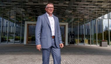 CEO Karl Johnny Hersvik after presenting Aker BP's second quarter results at Aker Tech House.