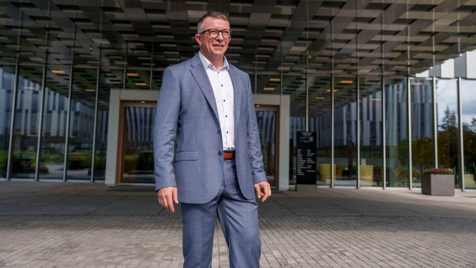 CEO Karl Johnny Hersvik after presenting Aker BP's second quarter results at Aker Tech House.