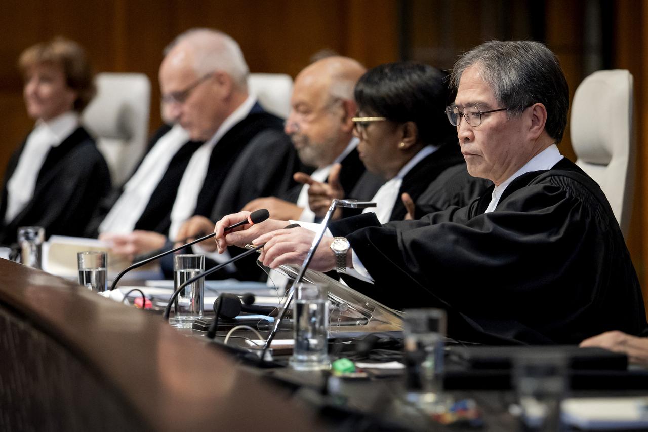 President of the International Court of Justice (ICJ) Yuji Iwasawa chairs the hearing of the ICJ in The Hague, Netherlands on Oct. 22, 2025. (AFP Photo)