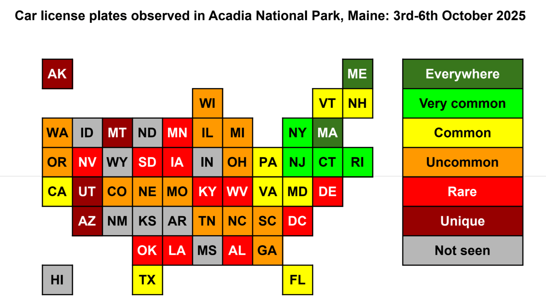 [OC] Origins of visitors to Acadia NP, Maine