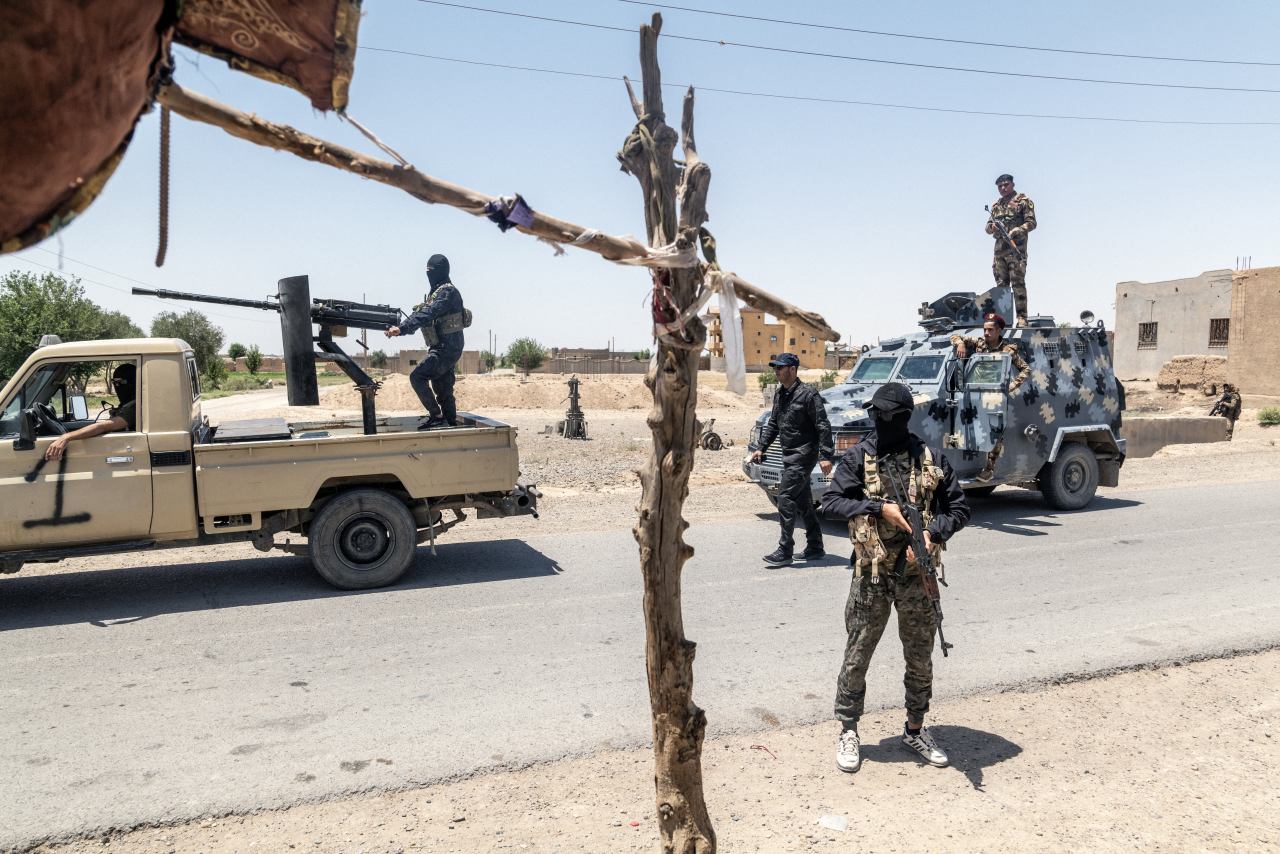 An SDF patrol on the outskirts of Hajin. An SDF patrol on the outskirts of Hajin.