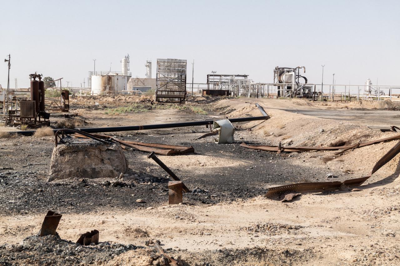 The site of a former gas plant in Deir Ezzour that was seized by Islamic State and later recaptured by the SDF. The site of a former gas plant in Deir Ezzour that was seized by Islamic State and later recaptured by the SDF.
