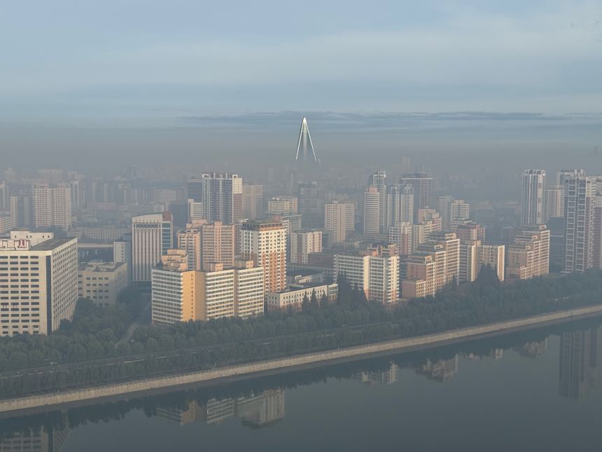 Skyline view of Pyongyang shows high-rise