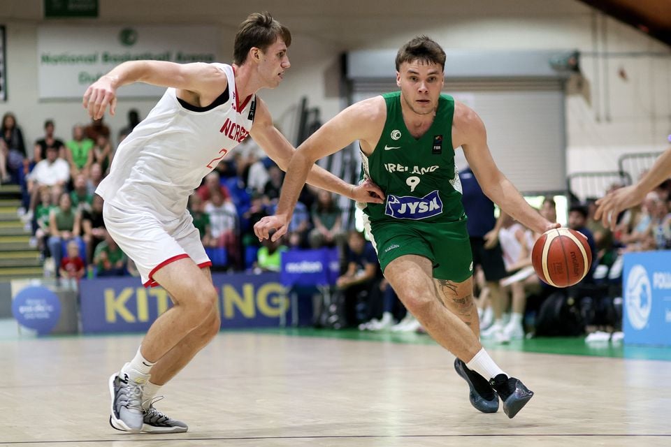 Belfast Star's Rapolas Buivydas dribbles the ball forward for Ireland during a clash with Norway