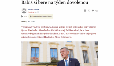 Nic neříká "Makáme" víc, než když si budoucí premiér vezme dovolenou uprostřed vyjednávání o budoucí vládě.