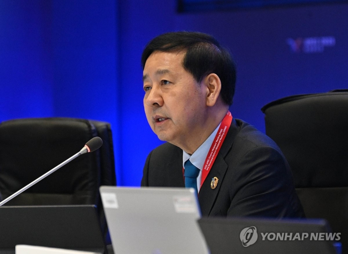 South Korean Finance Minister Koo Yoon-cheol speaks at an APEC preparation meeting on Oct. 22, 2025