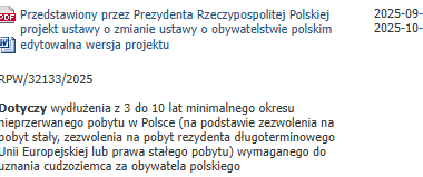 Konsultowanie projektu ustawy o zmianie ustawy o obywatelstwie polskim. (Wydłużenie wymaganego pobytu stałego z 3 do 10 lat)