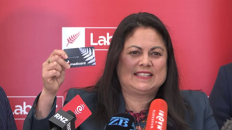 Labour health spokesperson Ayesha Verrall holds up the Medicard.