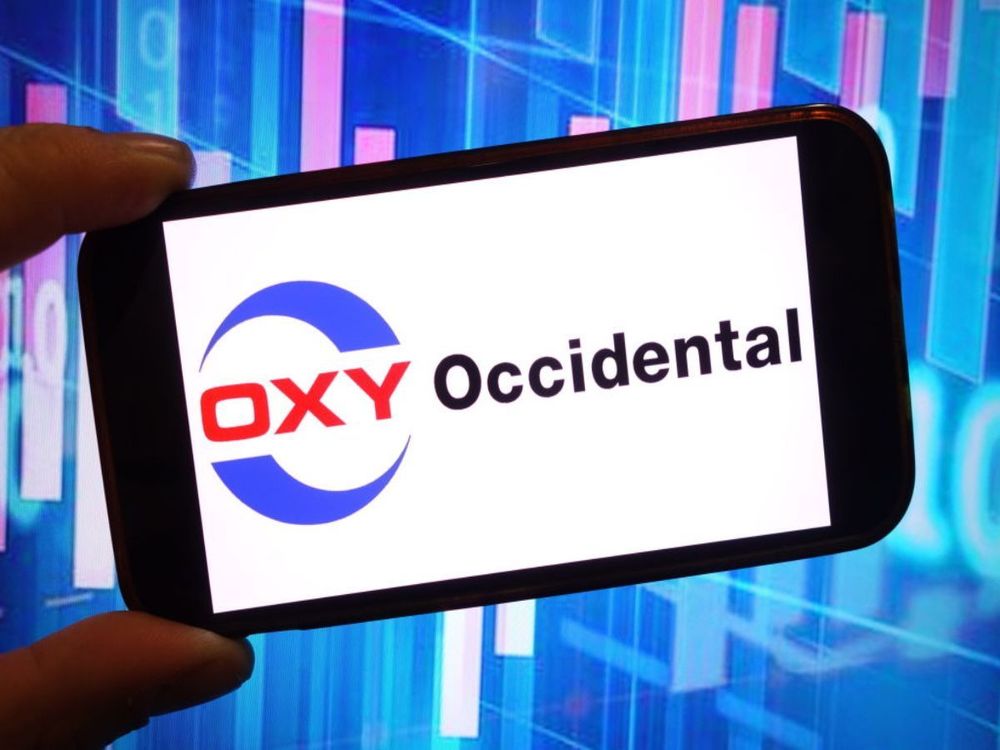 In this photo illustration, the Occidental Petroleum company logo is seen displayed on a smartphone screen. (Photo Illustration by Piotr Swat/SOPA Images/LightRocket via Getty Images)