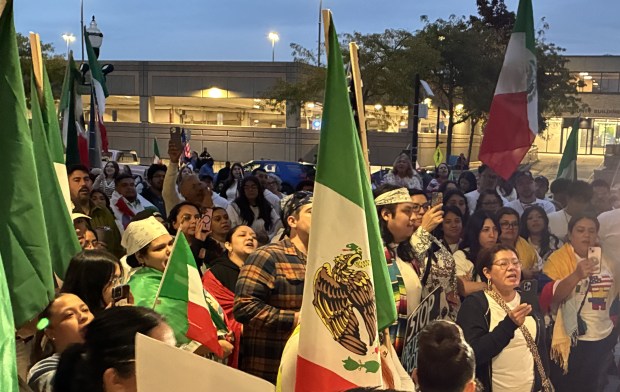 After marching from Corrine J. Rose Park to Waukegan City Hall, more than 300 participants listened to speeches from leaders and organizers on Monday in Waukegan. (City of Waukegan)