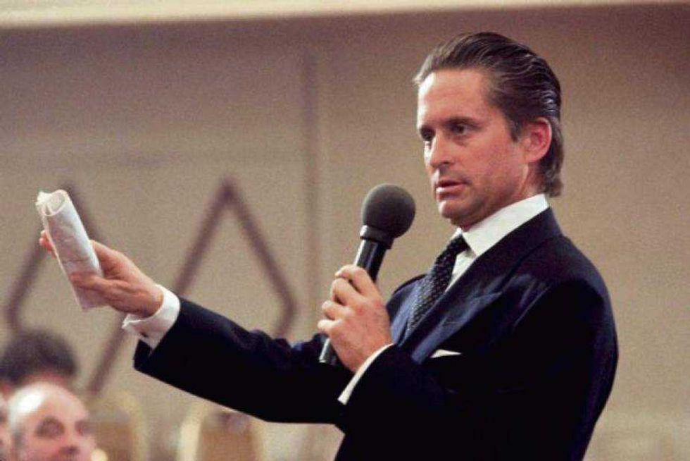 Michael Doughlas as Gordon Gekko