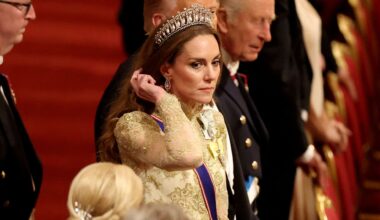 WINDSOR, ENGLAND - SEPTEMBER 17: Britain's King Charles, U.S. President Donald Trump and Britain's Catherine, Princess of Wales take their seats during a State Banquet at Windsor Castle for the State visit by the President of the United States of America on September 17, 2025 in Windsor, England. President Trump is in England from Sept. 16-18 on his second UK state visit, with the previous one taking place in 2019 during his first presidential term. (Photo by Phil Noble - WPA Pool/Getty Images)