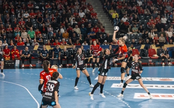 Photo by 2025/26 EHF Women's Handball Champions League match between Vistrica and Esbier, photo source = European Handball Federation