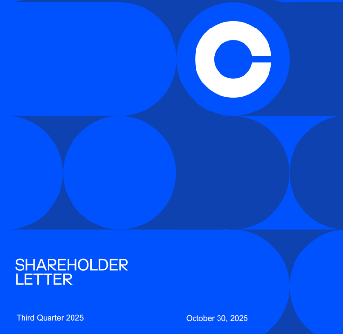 The cover of a shareholder letter for the third quarter of 2025 announced by Coinbase on the 30th (local time). [Source = Coinbase]