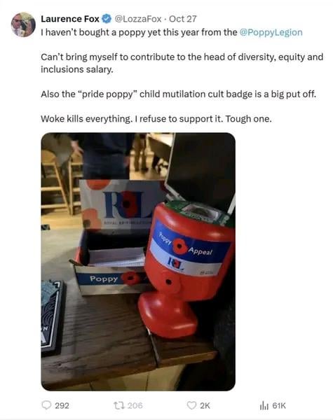 Poppies are "woke" now says the sidekick of Morse's sidekick