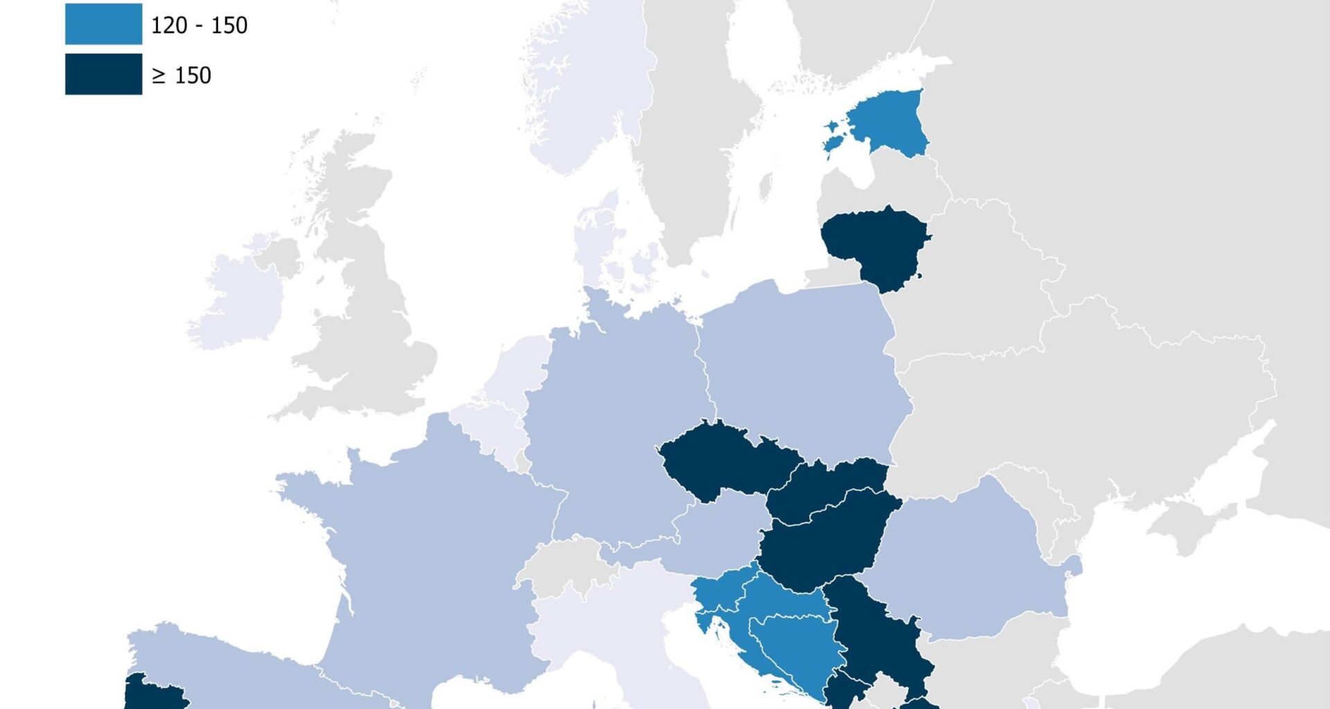 How many monthly net salaries are needed to buy a 70-m² apartment in Europe (2024)